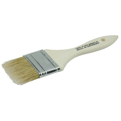 2" CHIP & OIL BRUSH, WHITE BRISTLE, 1-1/2" TRIM LENGTH, WOOD HANDLE
