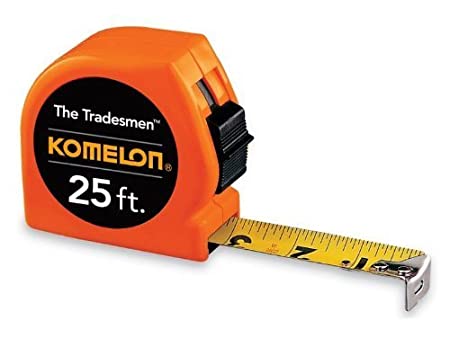 Komleon T3725 The Tradesmen Acrylic Coated Steel Blade Tape Measure 25-Inch by 1-Inch, Orange Case