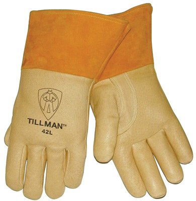 Tillman Medium Brown Top Grain Pigskin Cotton / Foam Lined Premium Grade MIG Welders Gloves With Straight Thumb, 4 "Cuff And Kevlar Lock Stitching