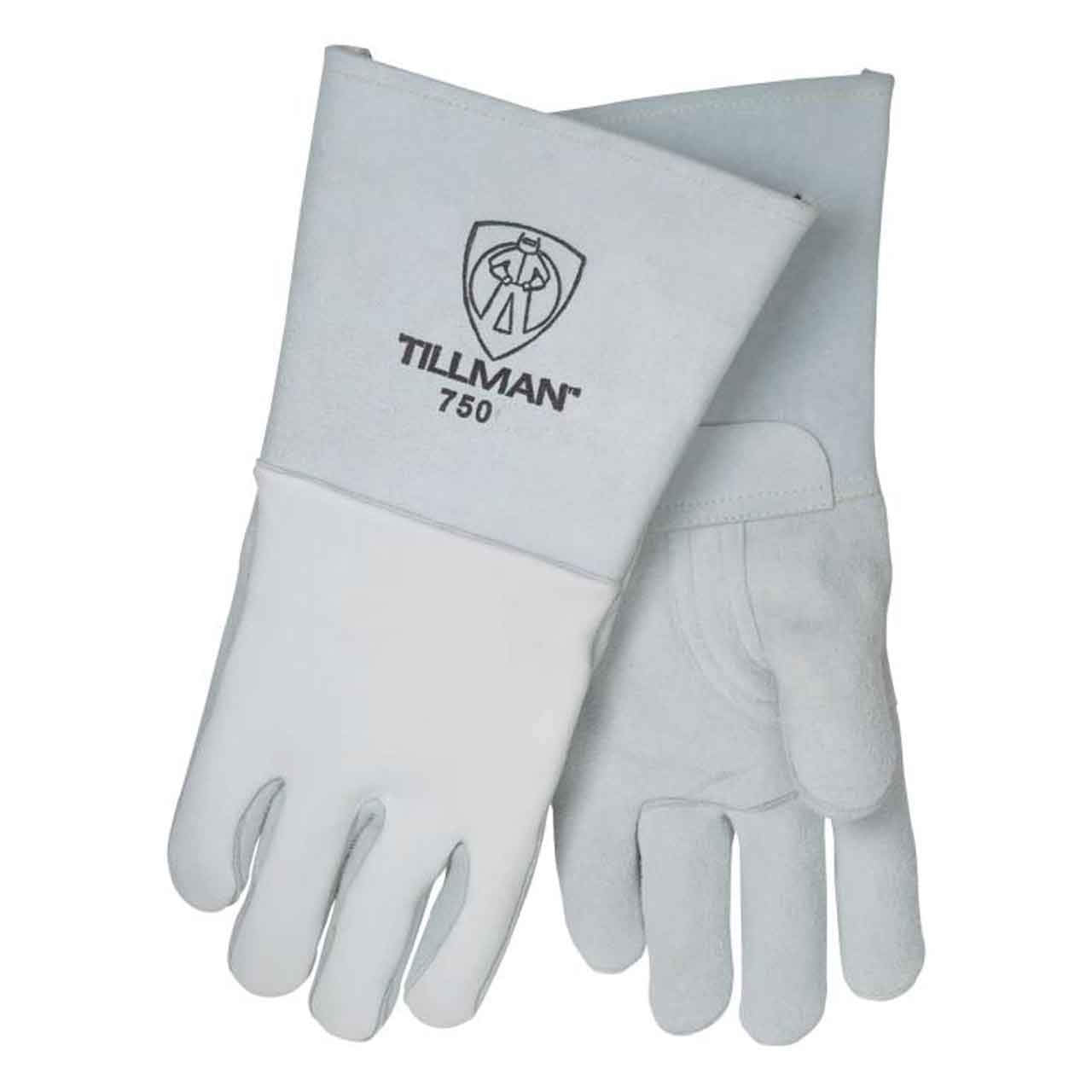 Tillman MIG Welders Glove X-Large 14" Pearl Top Grain Side Split Cowhide Fleece Lined Premium Grade With Gauntlet Cuff, Seamless Index Finger And Elastic Back