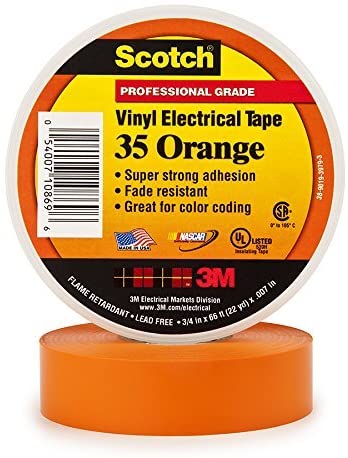 Scotch® Vinyl Electrical Tape, 3/4 in. x 66 ft. x 7 mil., Orange