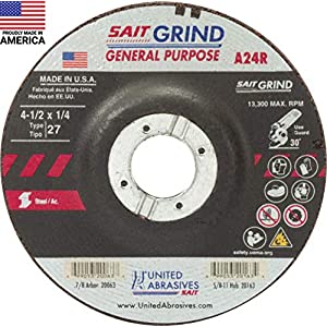 United Abrasives Cut-Off 4-1/2x1/4x7/8 grinding wheel T-27 resin bond A24R metal (20063)