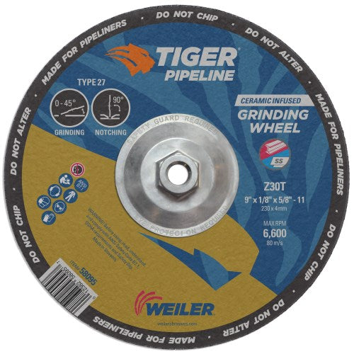 Weiler  58095 9" x 1/8" Tiger Pipeline, Z30T, 5/8"-11 Nut