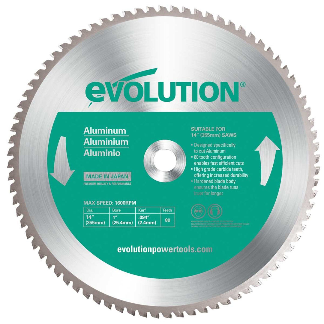 Evolution Power Tools 14BLADEAL Aluminum Cutting Saw Blade, 14-Inch x 80-Tooth , Green