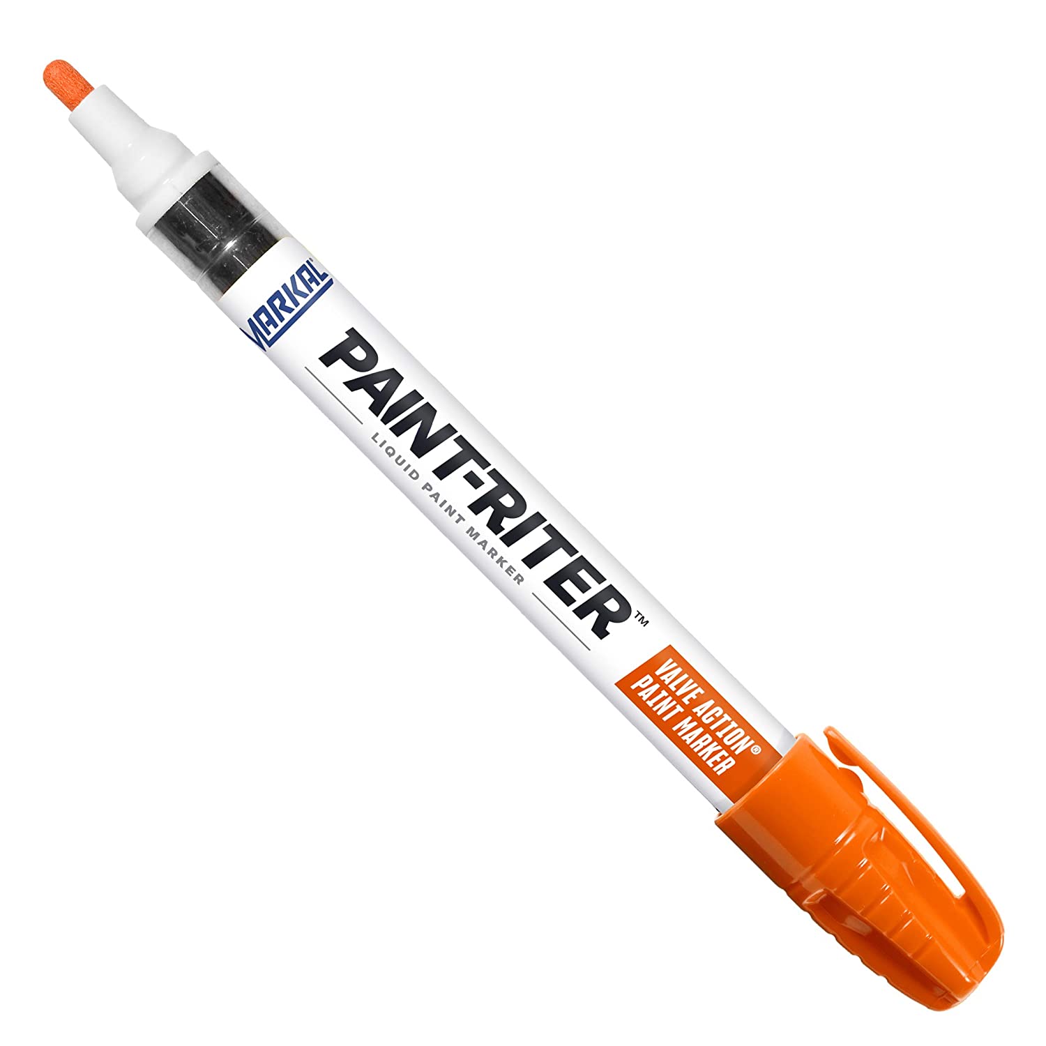 Markal 96824 Valve Action Paint Marker with 1/8" Bullet Tip, Orange