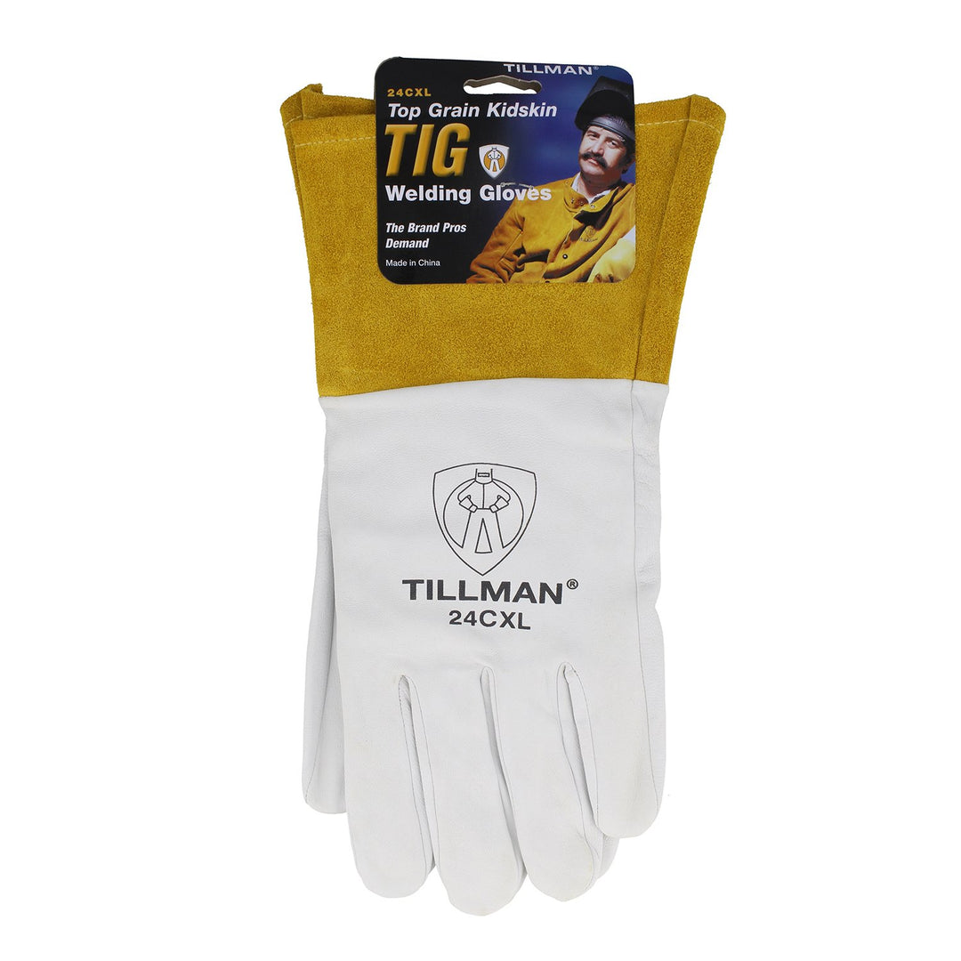 Tillman 24C Pearl / Gold Premium Top Grain Kidskin Unlined Welders TIG Glove XLarge