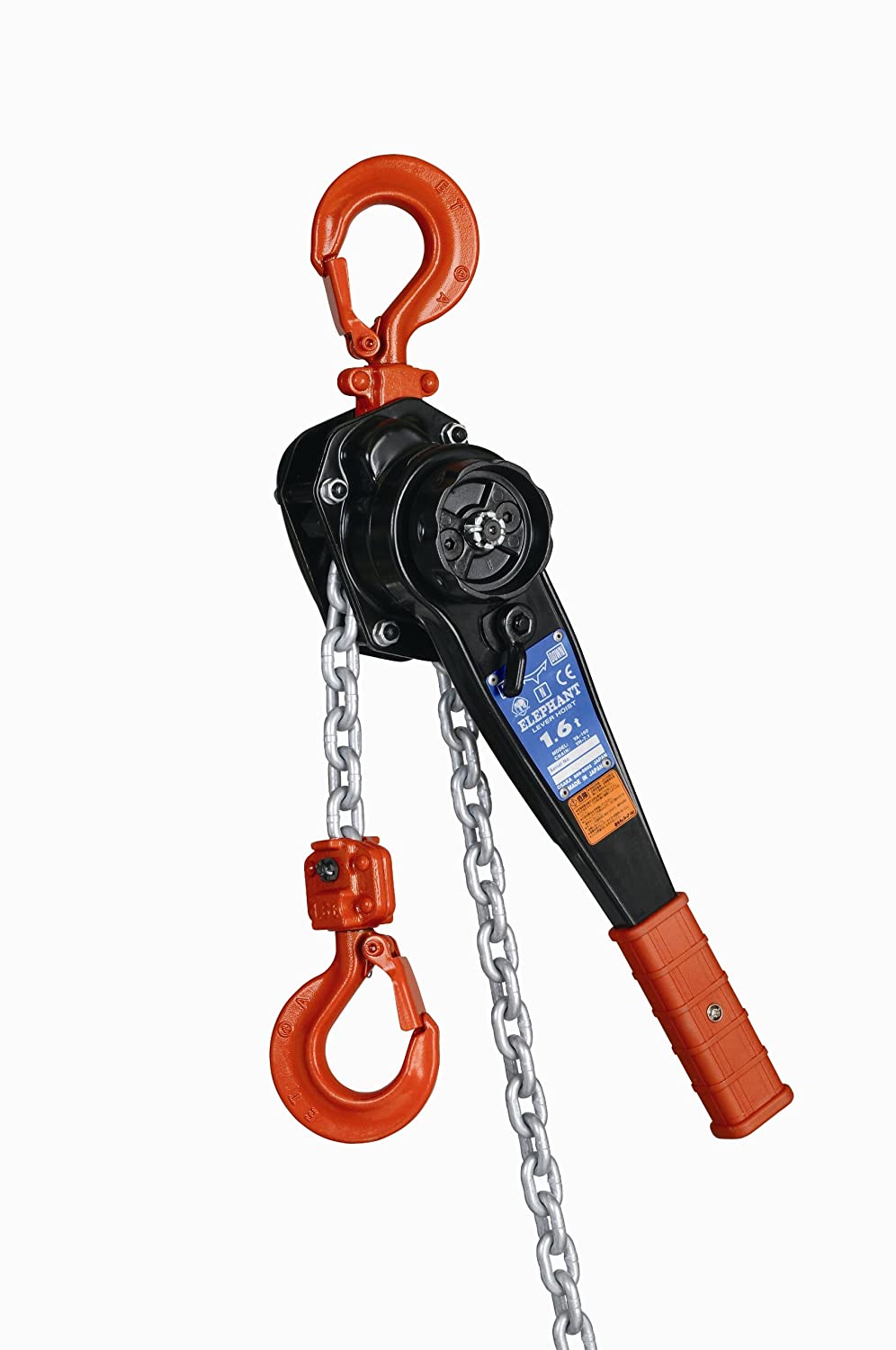 Elephant Lifting Products YA-160 Ratchet Lever Hoist, 12-3/16" Lever, 1.6 ton Capacity, 20' Lift Height, 1-3/16 (YA-160-20)