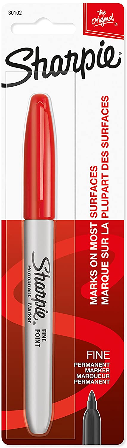 Sharpie Permanent Marker, Fine Point, Red Ink, (30102) (586-30102PP)