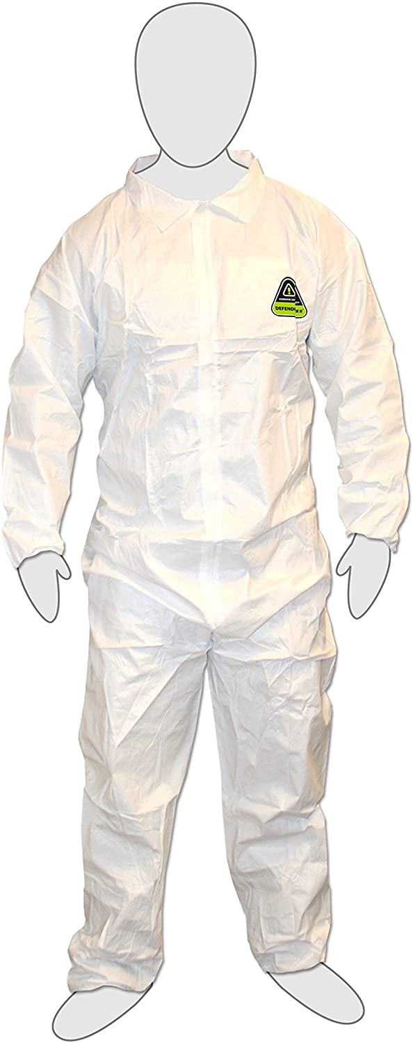 Cordova MP300 Disposable Coveralls with Hood, Zipper Front, Elastic Waist, Wrist, Ankles and Hood, Microporous Coveralls for Protection Against Contaminants, Size Large,