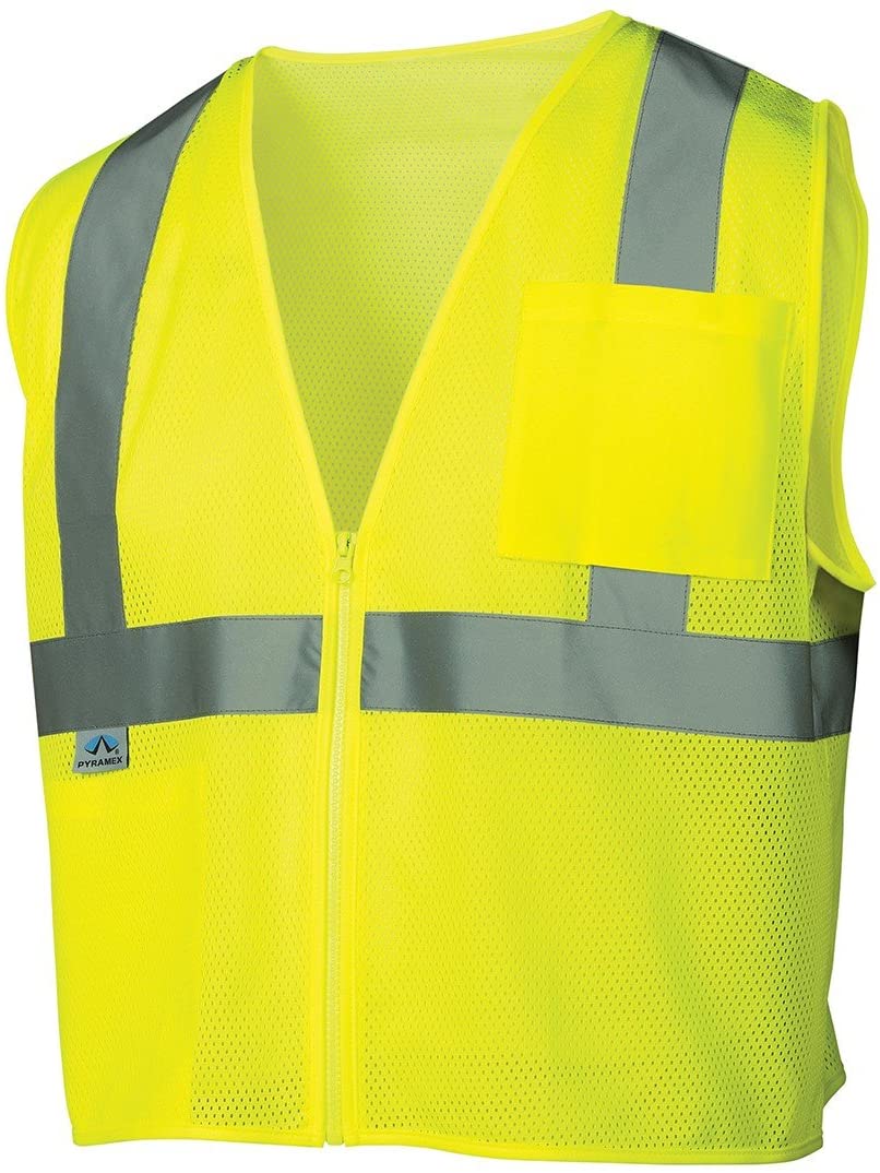 Lime Green, Class 2, Level 2 Safety Vest Mesh, Zip - M