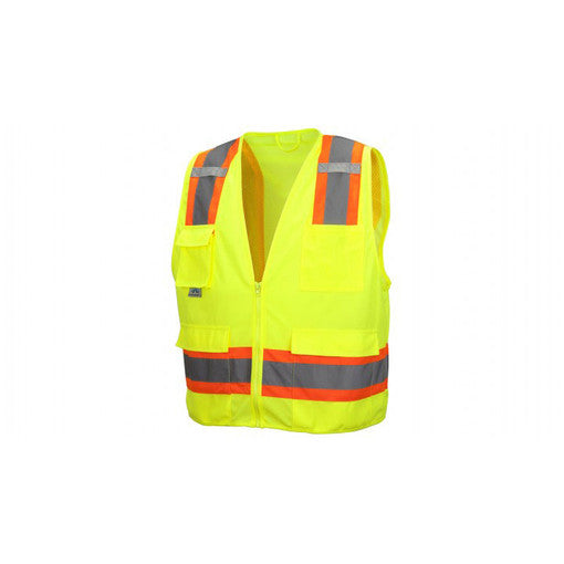 Pyramex Type R - Class 2 Hi-Vis Lime Safety Vest w/ Orange Trim (5X-Large)