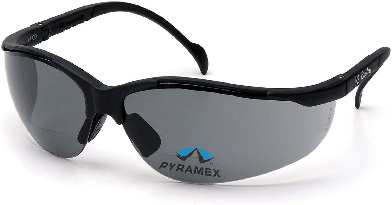 Safety Glasses V2 Readers- Black Frame Gray 2.5+