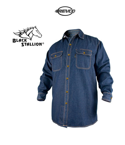 Revco Flame-Resistant Long Sleeve Cotton Denim Work Shirt, Model: FS8-DNM, Size: 2XL, Color: Blue Denim