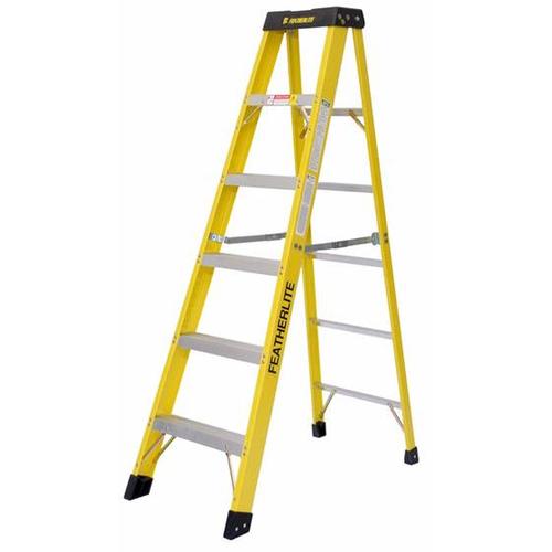 8 ft Featherlite 6408 Fiberglass Step Ladder, Type IA, 300 lb Load Capacity