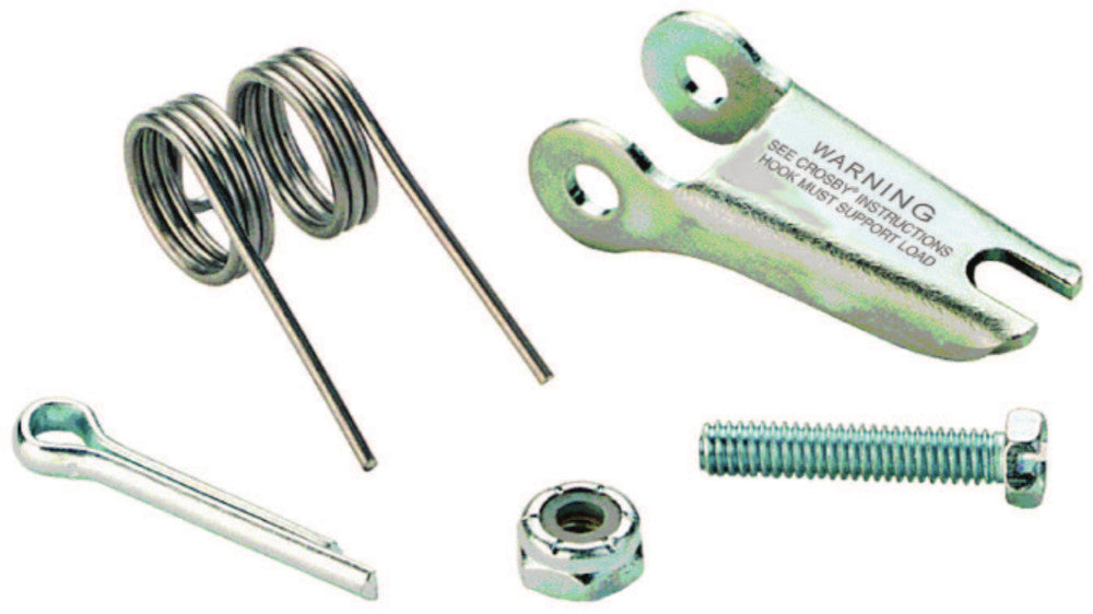 Crosby 10TC-15TA Latch Kit, L Frame, Spring Latch: Spring, 3 3/4 in Latch Lg, Pin, 1/4 in Latch Eye Dia, Steel, Plain, Silver (1096657)