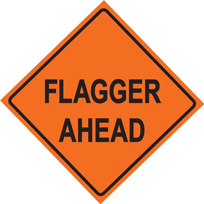 Dicke RUNR48-200 Solid Vinyl Roll-Up Sign, 48" x 48" - "Flagger Ahead"