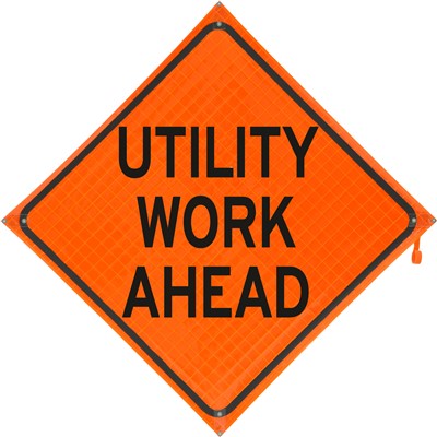 Solid Utility Sign Dicke Safety RUNR48-200 Solid Vinyl Roll-Up Sign, 48