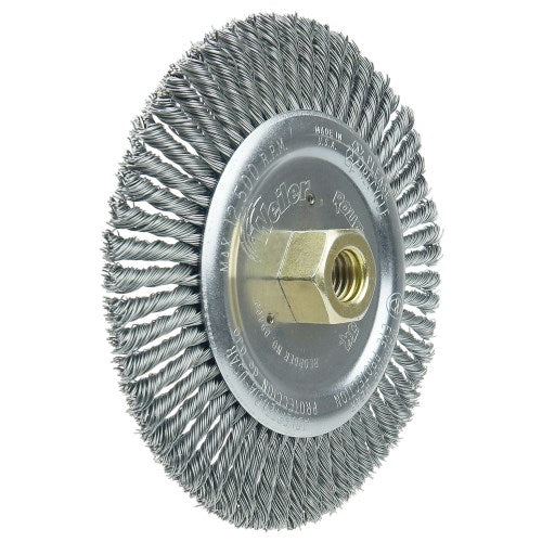 Roughneck Jr. 6" Root Pass Weld Cleaning Brush, .020" Steel Wire Fill, 5/8"-11 UNC Nut