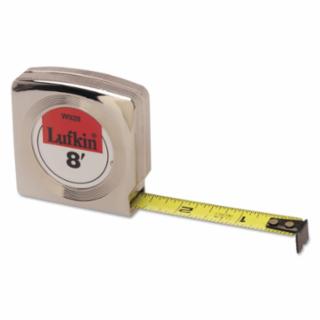 Tape Measures, 1/2 in x 8 ft, Inch, A1, Chrome