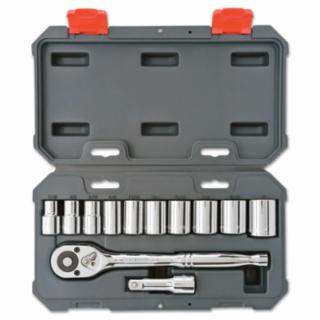 12 Piece Drive Socket Wrench Set with Blow Molded Case, 1/2 in, SAE, 12 Point