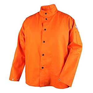 Non-ANSI Flame Resistant 30” Cotton Coat with Snap Closure, Model: FO9-30C, Size: 2XL, Color: Hi Vis Orange
