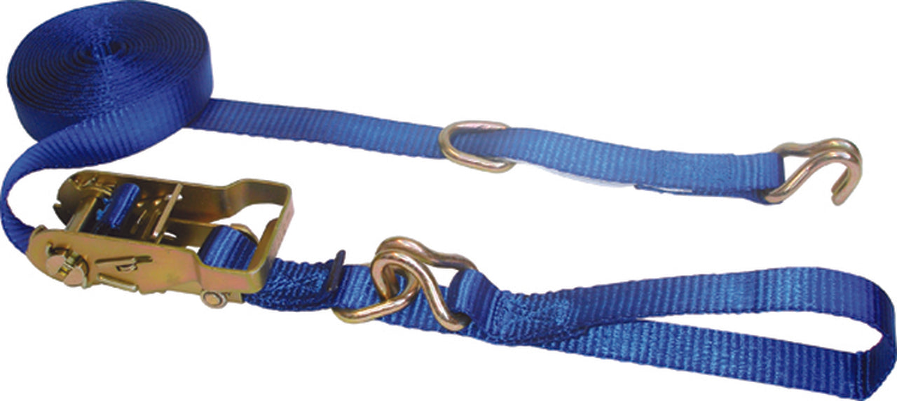 Ancra 1" x 20' Ratchet Strap, w/ Wire Hooks and floating D-rings (Working Load Limit of 1,000 lbs)