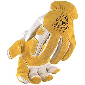 Black Stallion 97SW - Cowhide Driver's Glove with Reinforced Palm, L, Yellow / White