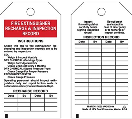 (25EA/PACK) RECHARGE MAI NTENANCE/INSPECTION TAGS
