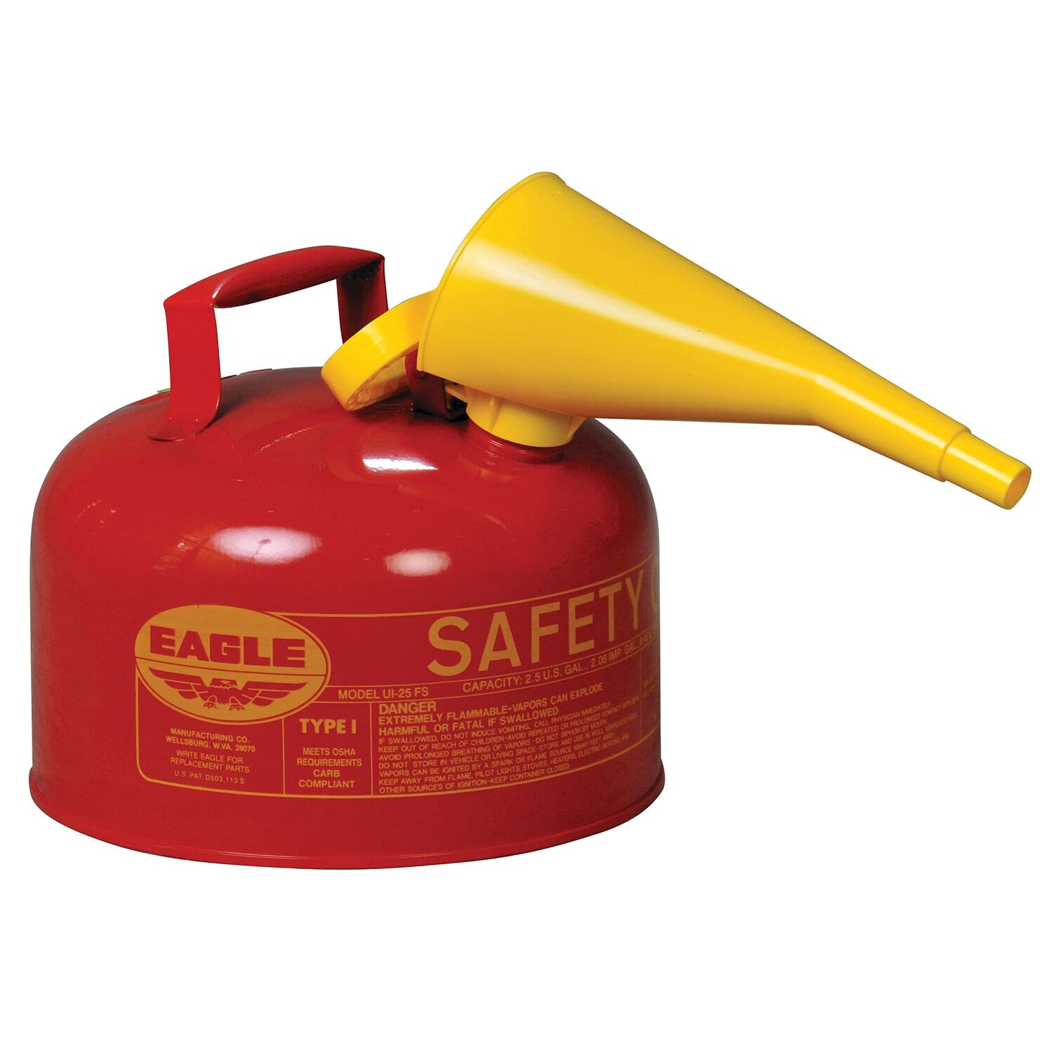 2.5 GAL Type 1 Metal RED (Gas) Safety Can w/Funnel