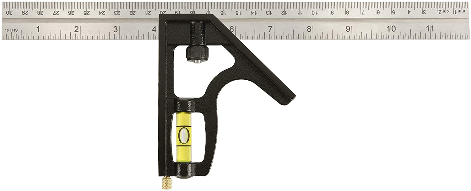Johnson Level 400Em-S 12 In. Highly durable professional inch and metric metal combination square