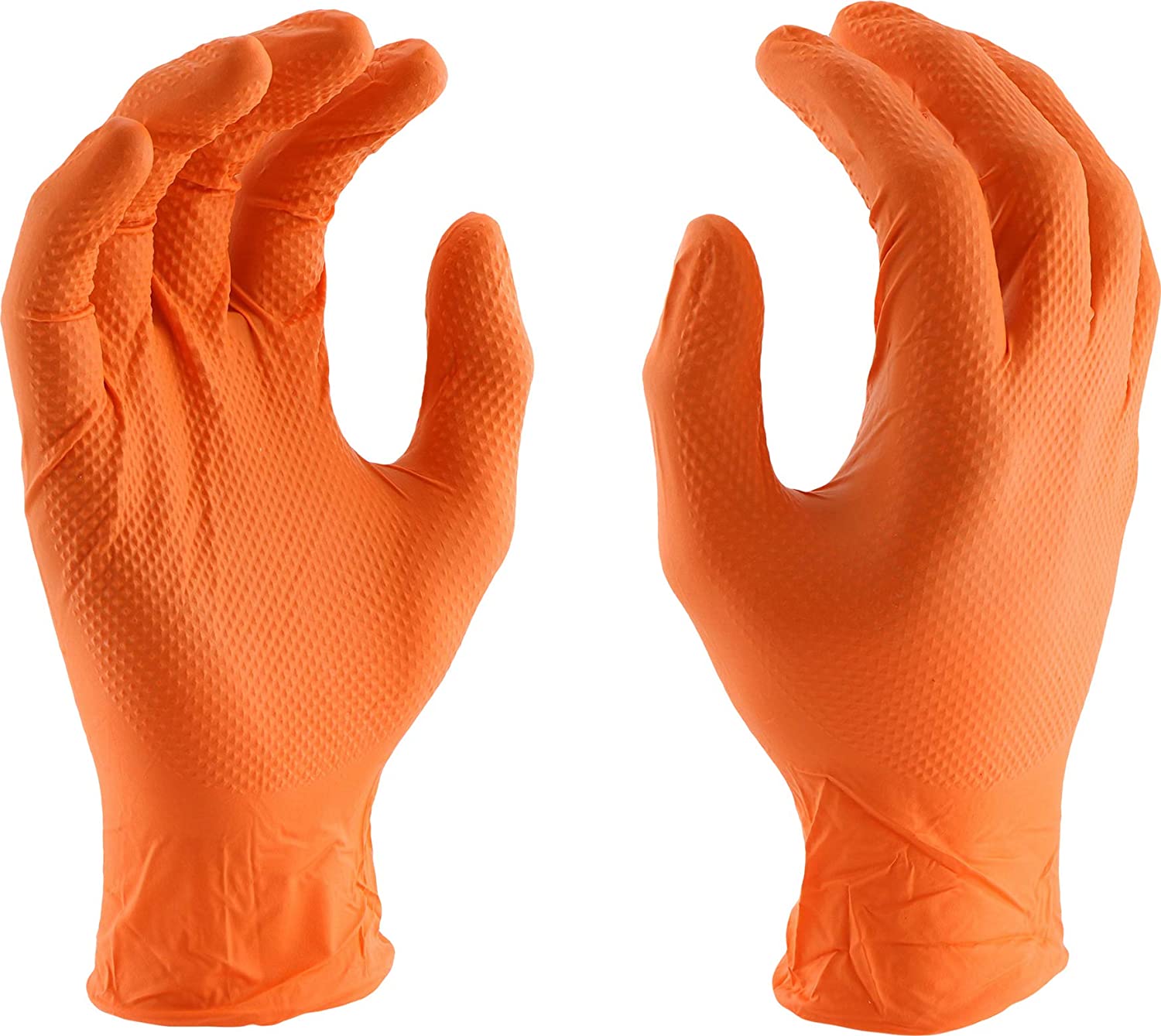 West Chester 2940 Industrial Grade Textured Disposable Nitrile Gloves, 7 mil, Powder Free: Orange, Large, Box of 100