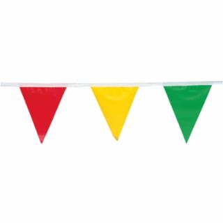 Pennant Flags, 9 in x 12 in, 100 ft Long, Polyethylene, Multi-Color