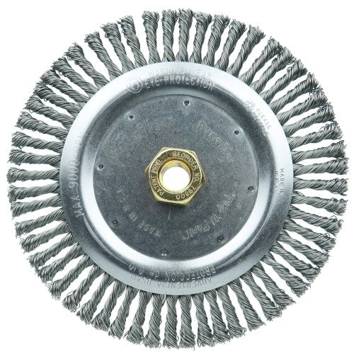DUALLY 7" ROOT PASS WELD CLEANING BRUSH, .020" STEEL WIRE FILL, 5/8"-11 UNC DOUBLE-HEX NUT