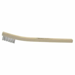 Small Hand Scratch Brush, 7-1/2 in, 3 X 7 Rows, Stainless Steel Wire, Curved Wood Handle