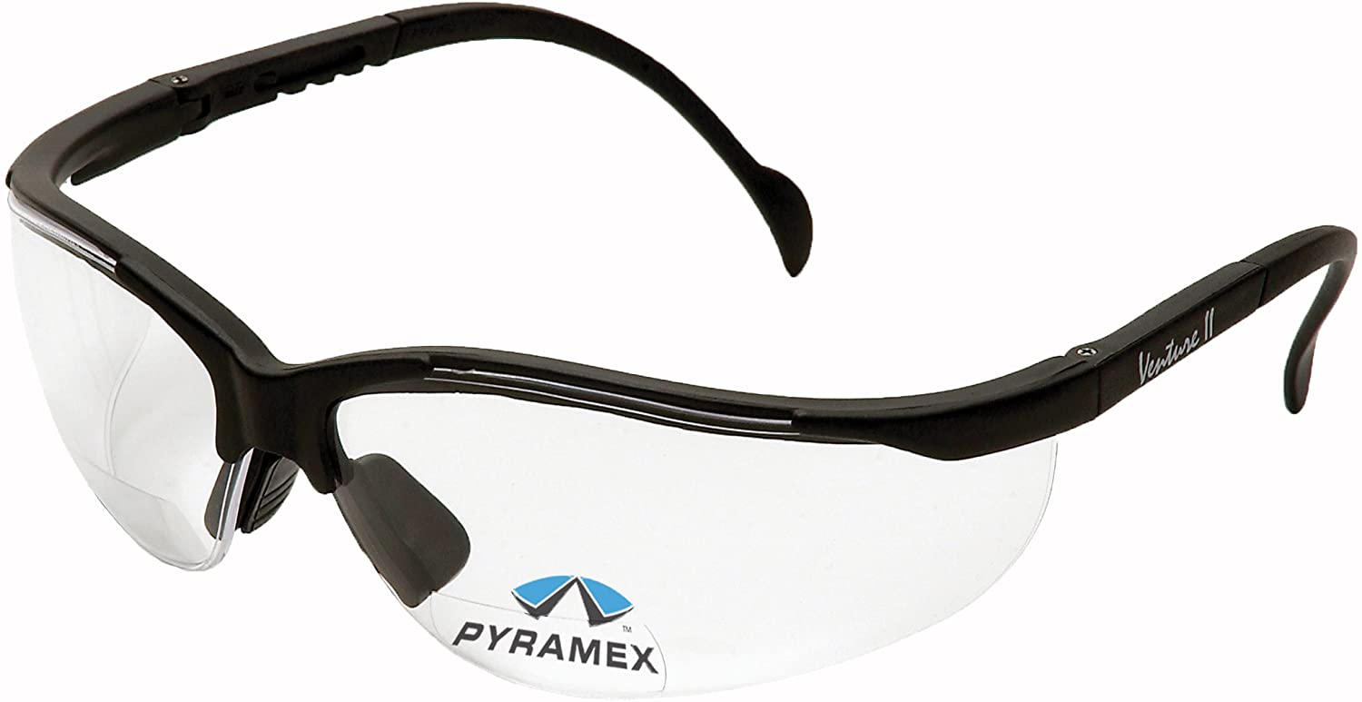 Safety Glasses V2 Readers- Black Frame Clear 2.0+