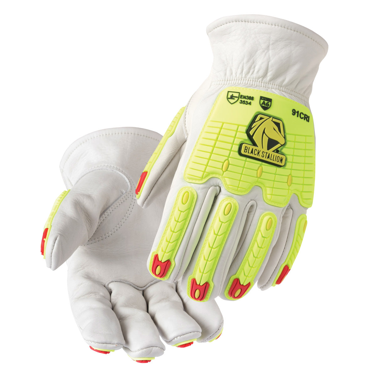 91CRI Grain Cowhide A6 Cut & Impact Resistant Drivers Gloves (LARGE)