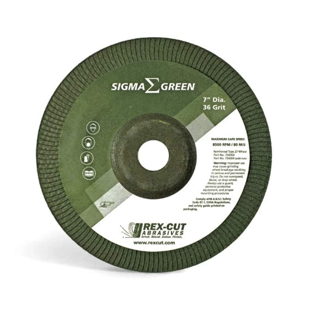 REX CUT 730002 4-1/2" x 5/8-11 36G SIGMA Green Stainless Grinding Wheel