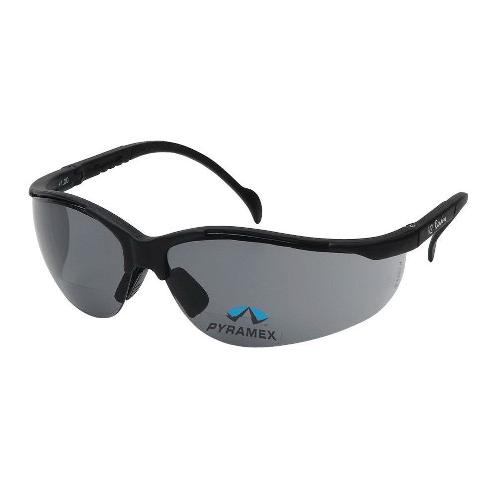 Safety Glasses V2 Readers- Black Frame Gray 1.5+