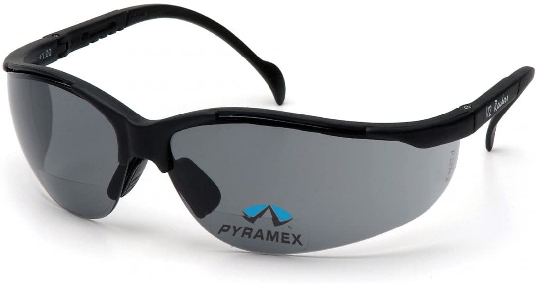 Safety Glasses V2 Readers- Black Frame Gray 2.0+