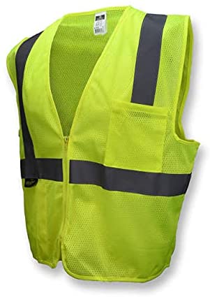 Safety Vest High Viz Yellow Class II, Zipper Front, 2 Pockets Mesh 2X-Large (8800/SV) PRIMORIS