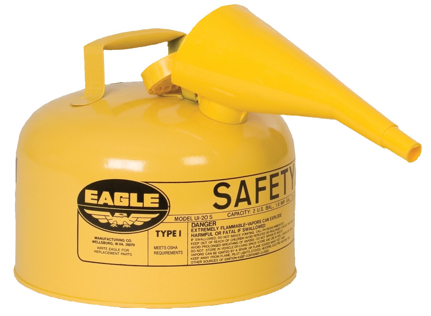 2.5 GAL Type 1 Metal YELLOW (Diesel) Safety Can w/Funnel