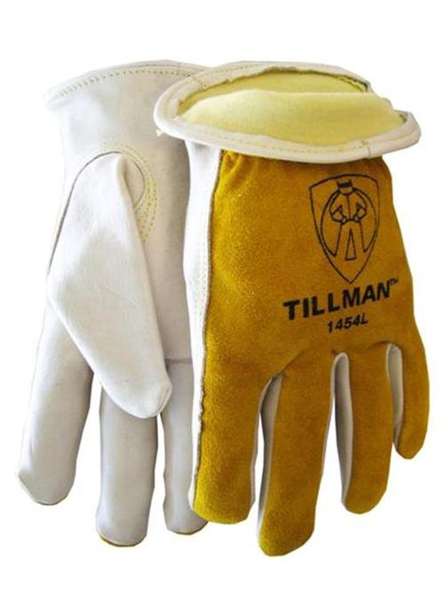 Tillman 1454 Grain/Split Cowhide Kevlar Sock Lined Drivers Gloves, ANSI Cut Resistant Level 2, Large